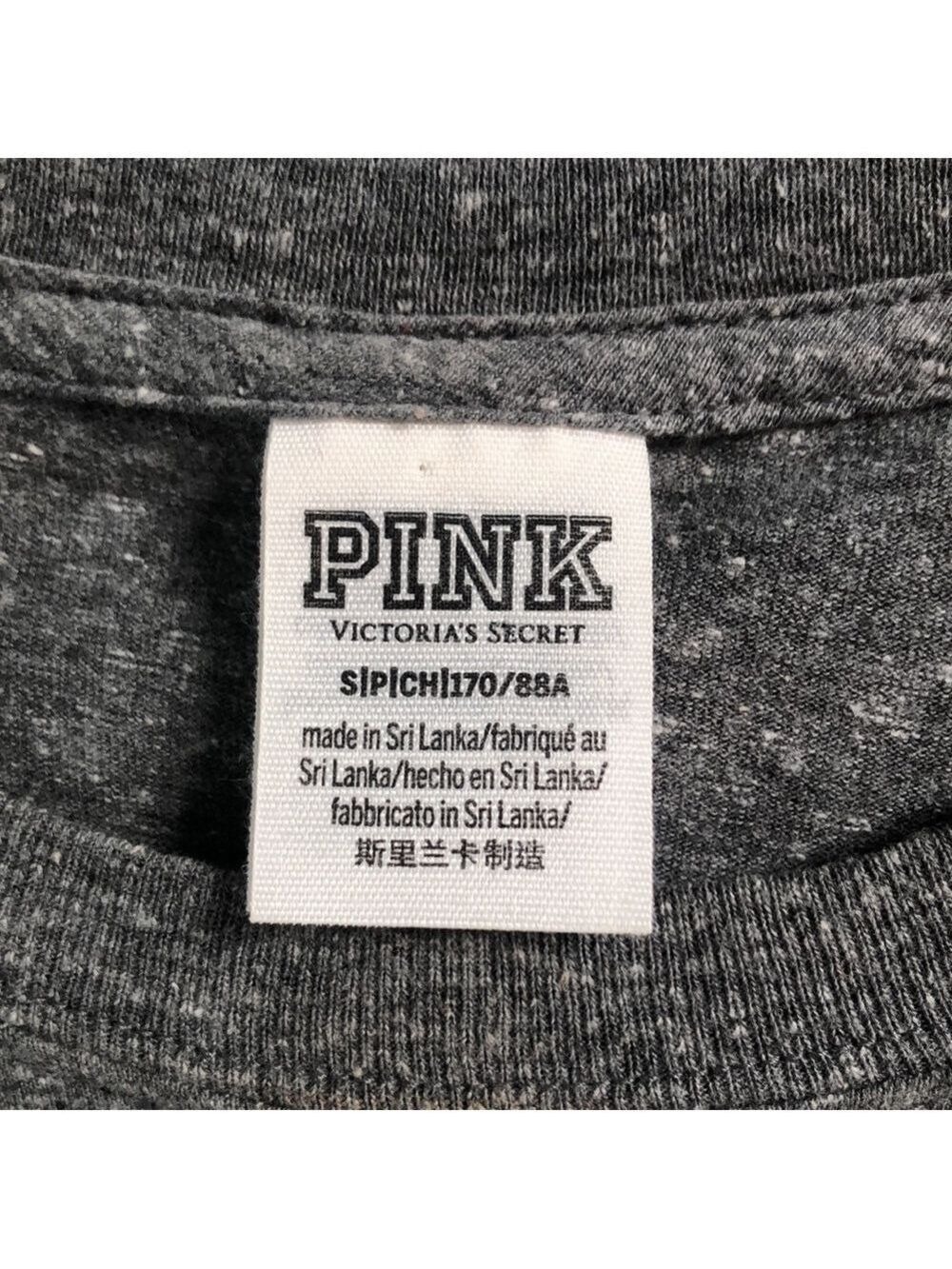 Victoria's Secret Pink Bling Campus Long Sleeve Tee Heather Gray Rose Gold Small - Picture 6 of 13